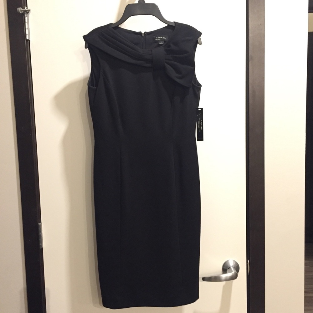 Tahari Black Bow Cocktail Dress
